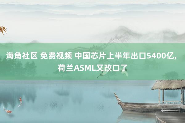 海角社区 免费视频 中国芯片上半年出口5400亿， 荷兰ASML又改口了