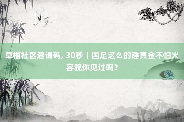 草榴社区邀请码， 30秒丨国足这么的锤真金不怕火容貌你见过吗？