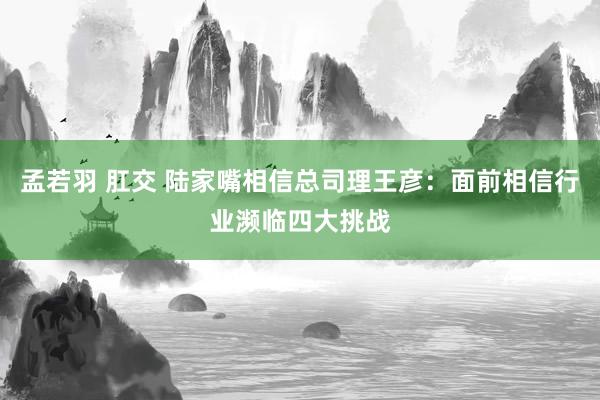 孟若羽 肛交 陆家嘴相信总司理王彦：面前相信行业濒临四大挑战