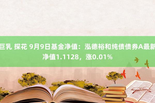 巨乳 探花 9月9日基金净值：泓德裕和纯债债券A最新净值1.1128，涨0.01%