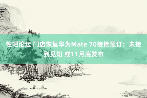 性吧论坛 门店恢复华为Mate 70接管预订：未接到见知 或11月底发布