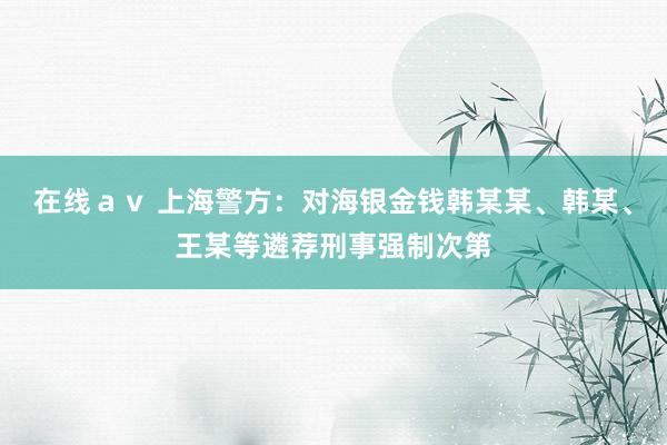 在线ａｖ 上海警方：对海银金钱韩某某、韩某、王某等遴荐刑事强制次第