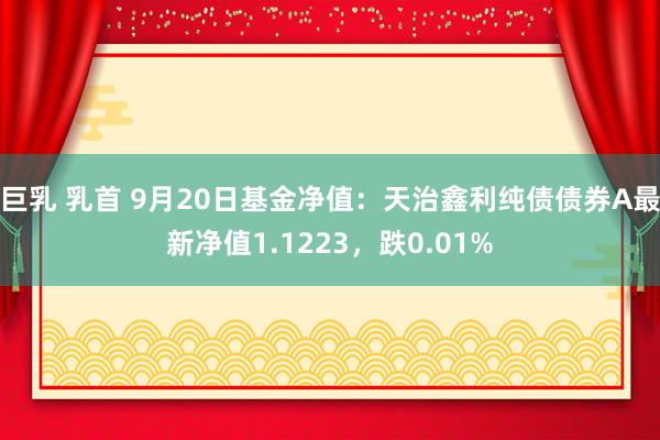 巨乳 乳首 9月20日基金净值：天治鑫利纯债债券A最新净值1.1223，跌0.01%