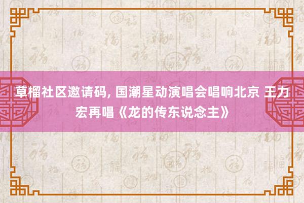 草榴社区邀请码， 国潮星动演唱会唱响北京 王力宏再唱《龙的传东说念主》