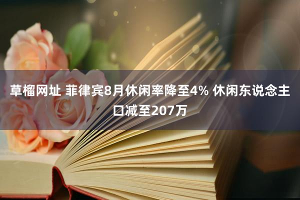 草榴网址 菲律宾8月休闲率降至4% 休闲东说念主口减至207万