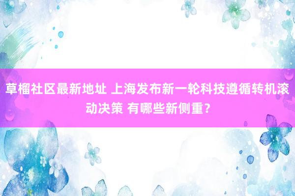 草榴社区最新地址 上海发布新一轮科技遵循转机滚动决策 有哪些新侧重？