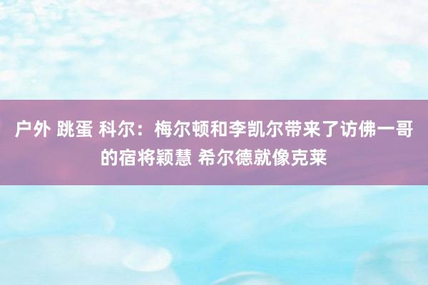 户外 跳蛋 科尔：梅尔顿和李凯尔带来了访佛一哥的宿将颖慧 希尔德就像克莱