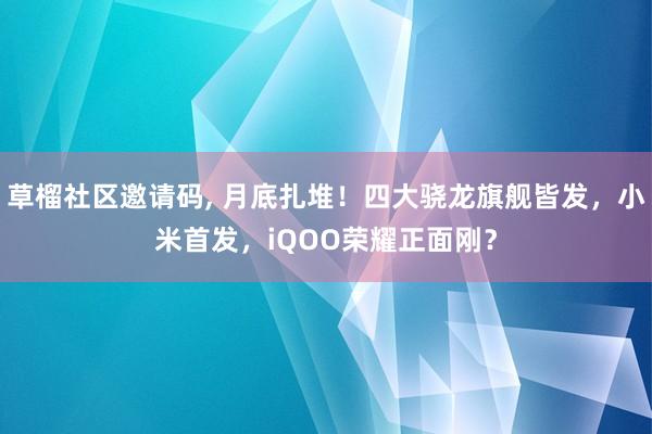 草榴社区邀请码， 月底扎堆！四大骁龙旗舰皆发，小米首发，iQOO荣耀正面刚？