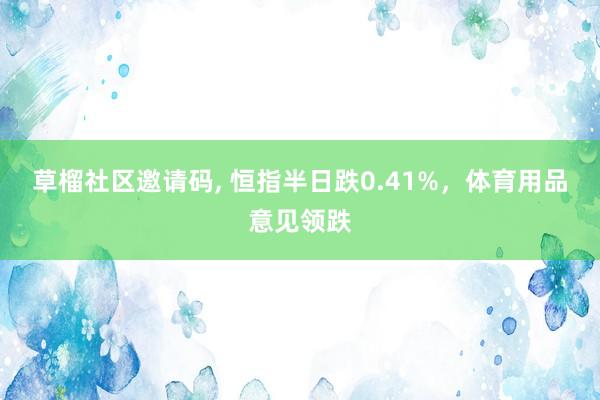 草榴社区邀请码， 恒指半日跌0.41%，体育用品意见领跌