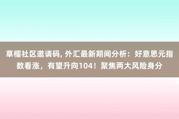 草榴社区邀请码， 外汇最新期间分析：好意思元指数看涨，有望升向104！聚焦两大风险身分