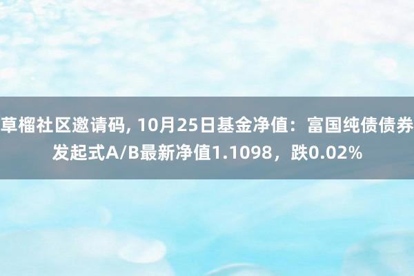 草榴社区邀请码， 10月25日基金净值：富国纯债债券发起式A/B最新净值1.1098，跌0.02%