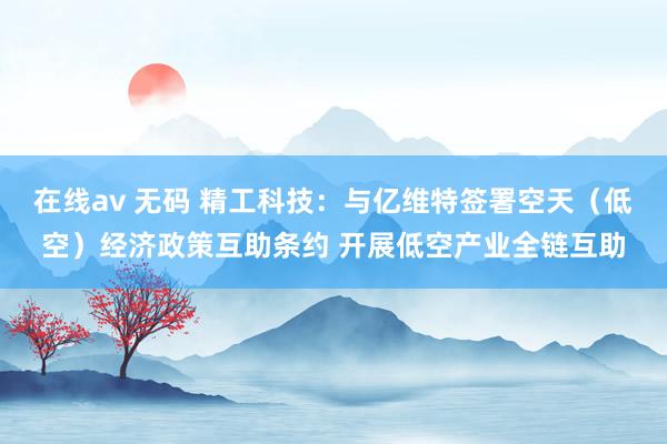 在线av 无码 精工科技：与亿维特签署空天（低空）经济政策互助条约 开展低空产业全链互助