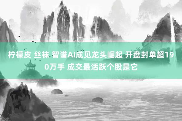 柠檬皮 丝袜 智谱AI成见龙头崛起 开盘封单超190万手 成交最活跃个股是它