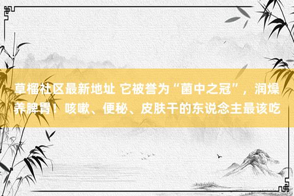 草榴社区最新地址 它被誉为“菌中之冠”，润燥养脾胃！咳嗽、便秘、皮肤干的东说念主最该吃