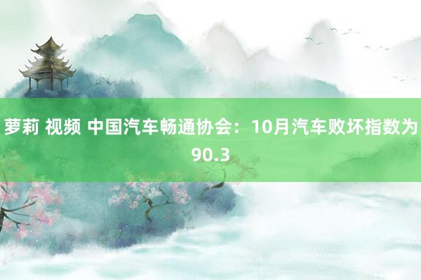 萝莉 视频 中国汽车畅通协会：10月汽车败坏指数为90.3