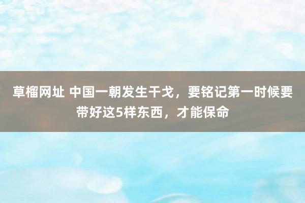 草榴网址 中国一朝发生干戈，要铭记第一时候要带好这5样东西，才能保命