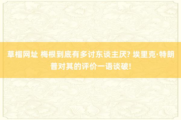 草榴网址 梅根到底有多讨东谈主厌? 埃里克·特朗普对其的评价一语谈破!