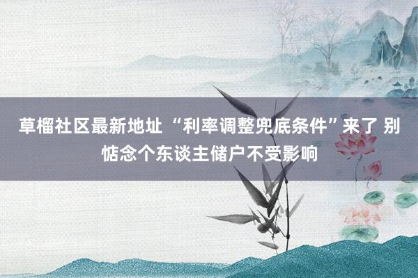 草榴社区最新地址 “利率调整兜底条件”来了 别惦念个东谈主储户不受影响