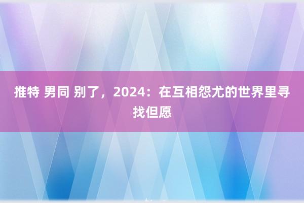 推特 男同 别了，2024：在互相怨尤的世界里寻找但愿