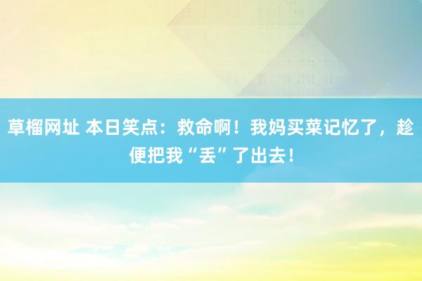 草榴网址 本日笑点：救命啊！我妈买菜记忆了，趁便把我“丢”了出去！