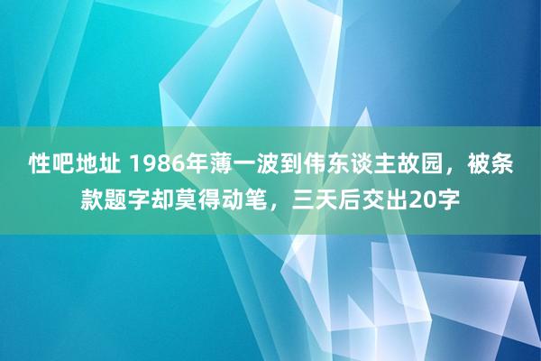 性吧地址 1986年薄一波到伟东谈主故园，被条款题字却莫得动笔，三天后交出20字