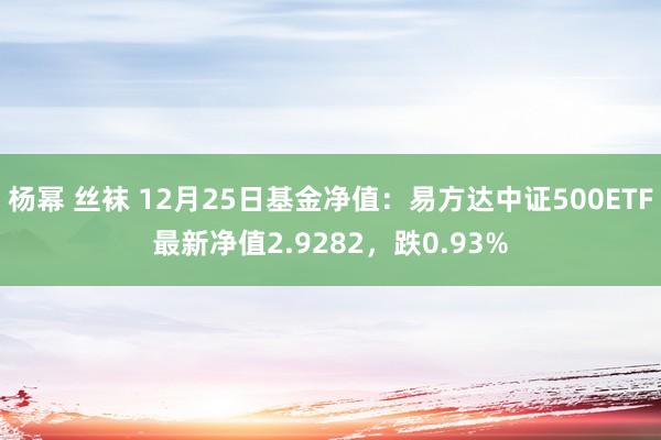 杨幂 丝袜 12月25日基金净值：易方达中证500ETF最新净值2.9282，跌0.93%