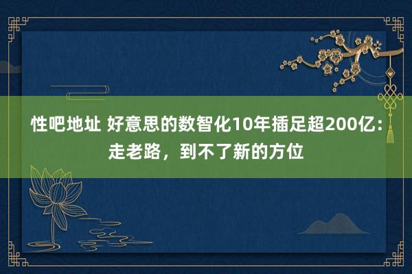 性吧地址 好意思的数智化10年插足超200亿：走老路，到不了新的方位