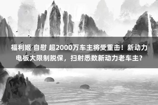 福利姬 自慰 超2000万车主将受重击！新动力电板大限制脱保，扫射悉数新动力老车主？