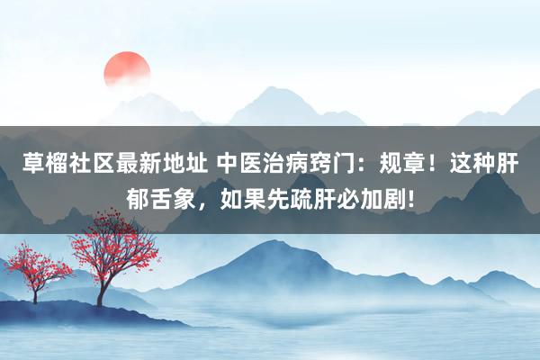 草榴社区最新地址 中医治病窍门：规章！这种肝郁舌象，如果先疏肝必加剧!